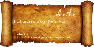 Latosinszky Avarka névjegykártya